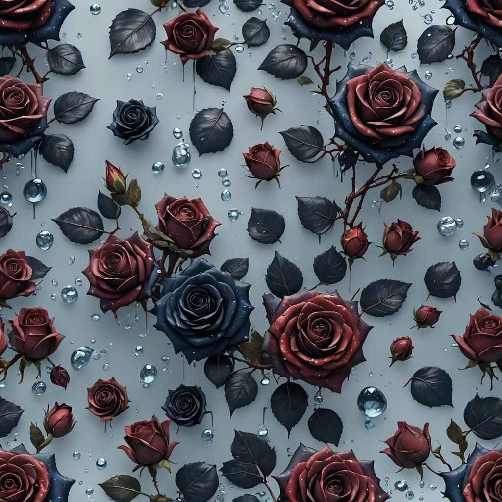 Navy, Black, and Maroon Sugar Roses in Fantasy Art