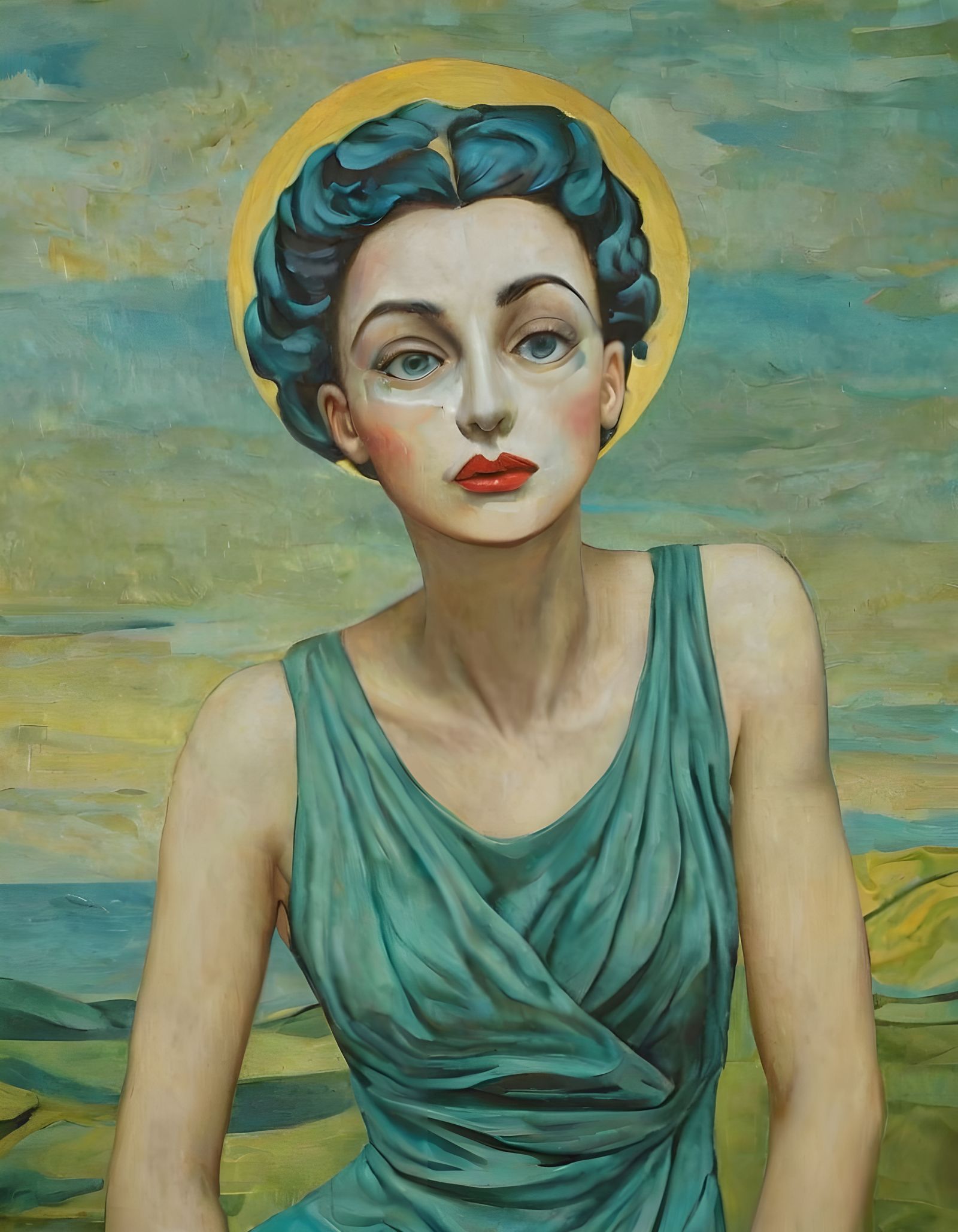 Surreal Oil Painting of Serene Carissa in a Dreamlike State