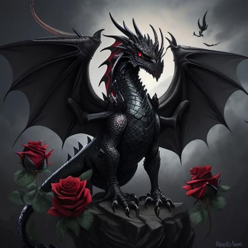 Dark Feathered Dragon in Dark Fantasy Style