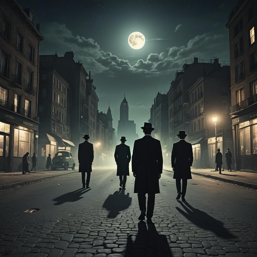 Men in Black in Surrealist Dreamscape