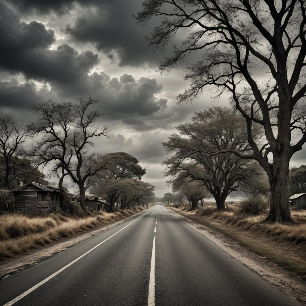 Atmospheric Landscape at the End of the Road