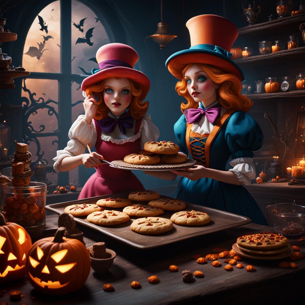 Alice and Mad Hatter's Halloween Cookie Baking