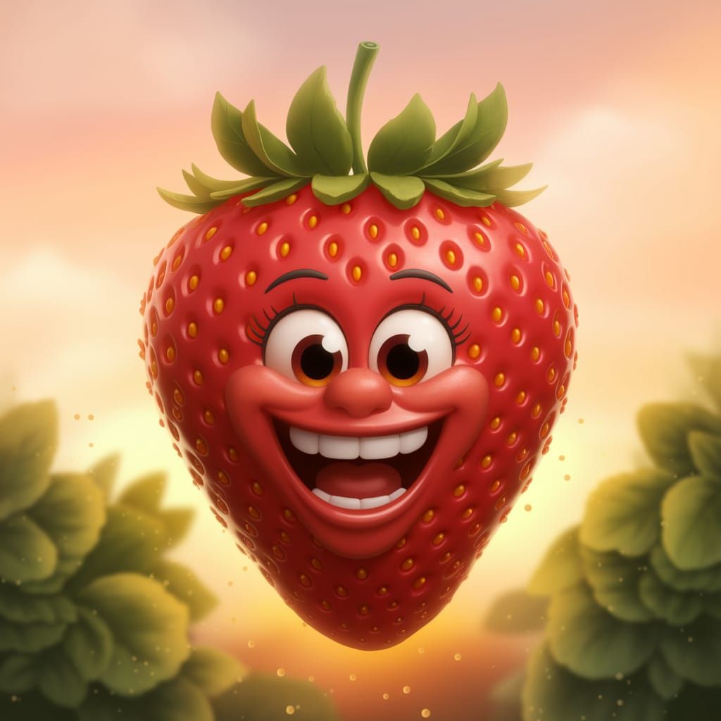 Joyful Strawberry in Sunset Garden