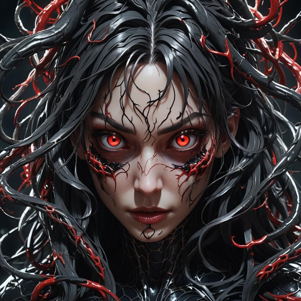 Gwen Possessed by Venom: Dark Fantasy Anime Art
