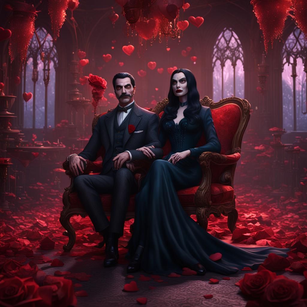 Morticia and Gomez Celebrate Valentine's Day