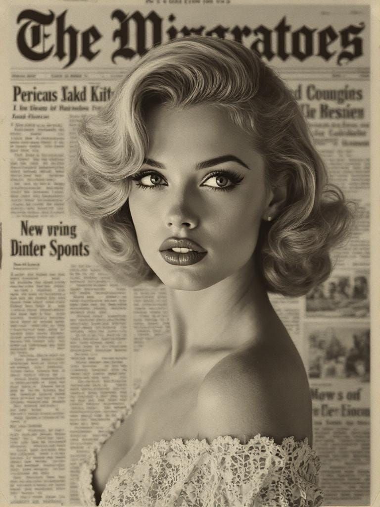 1950s Pin-Up in Editorial Newspaper Layout