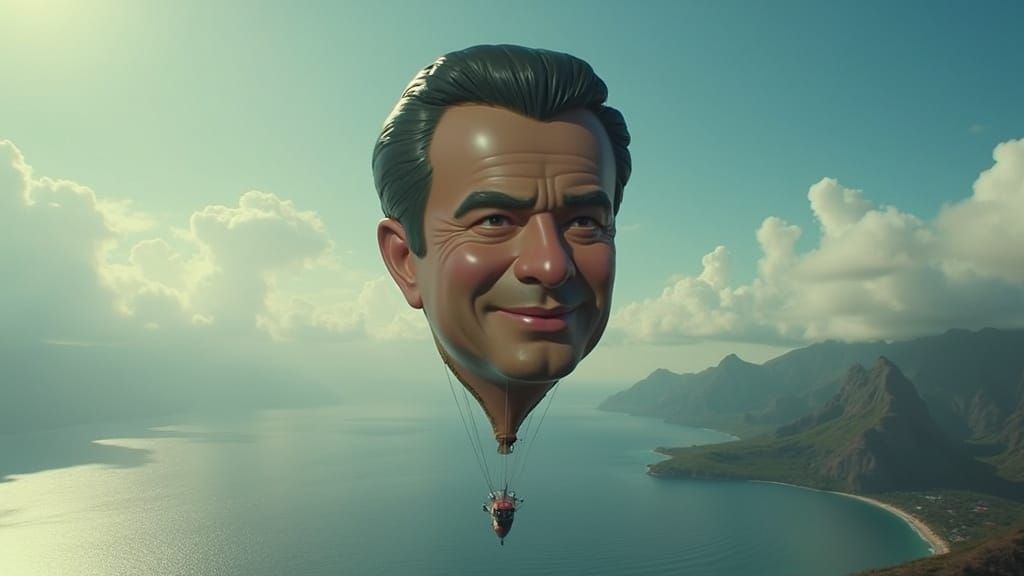 Giant Cary Grant Balloon Flies Over Hawaiian Islands