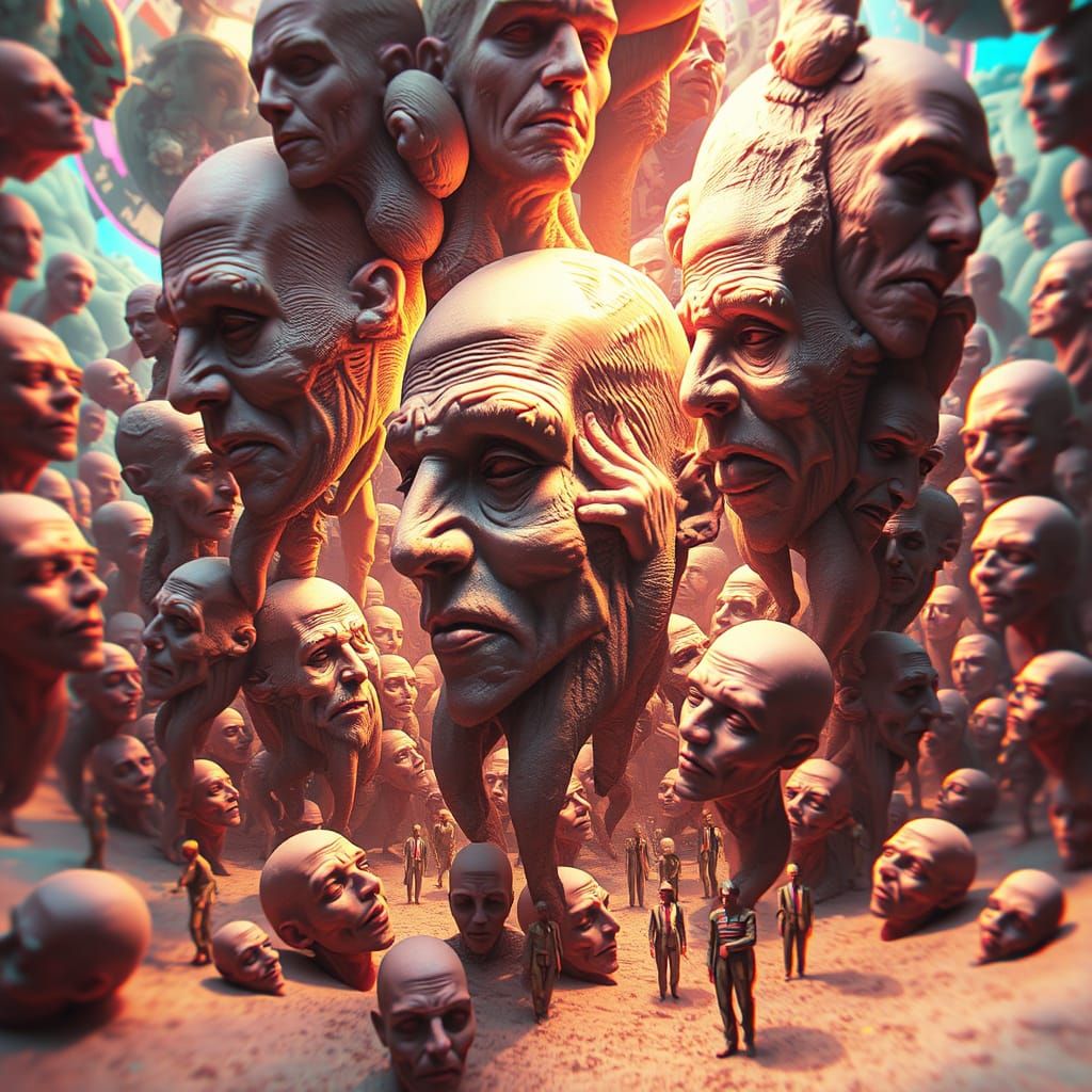 Surrealistic Digital Art with Distorted Human Forms