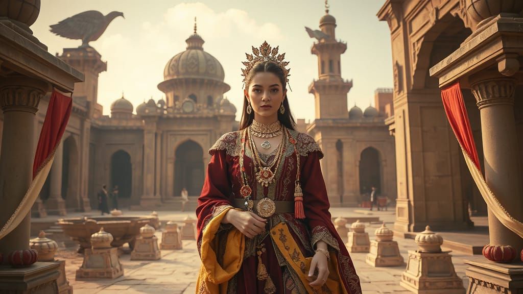 Persian Queen in an Epic Fantasy Landscape