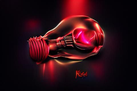 Vivid Neon Red Light Bulb Artwork