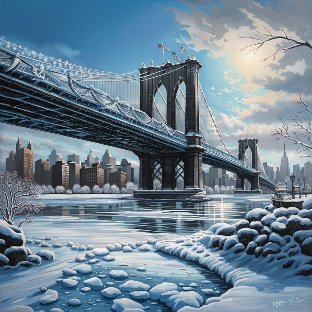 Frozen New York City Icy Landscape in 16k