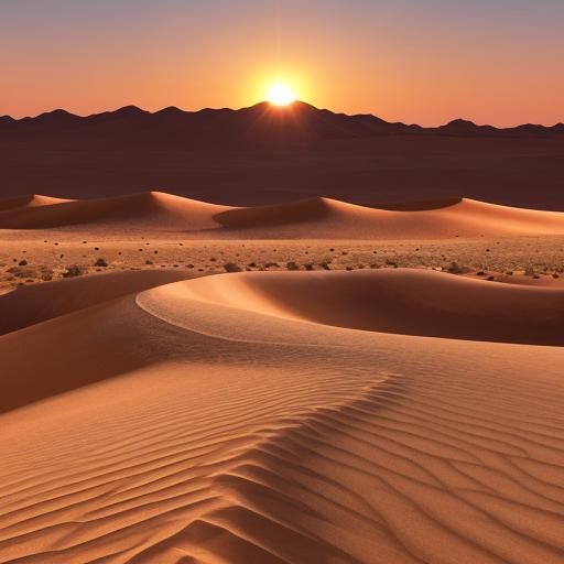 Desert Sunrise Over Sand Dunes