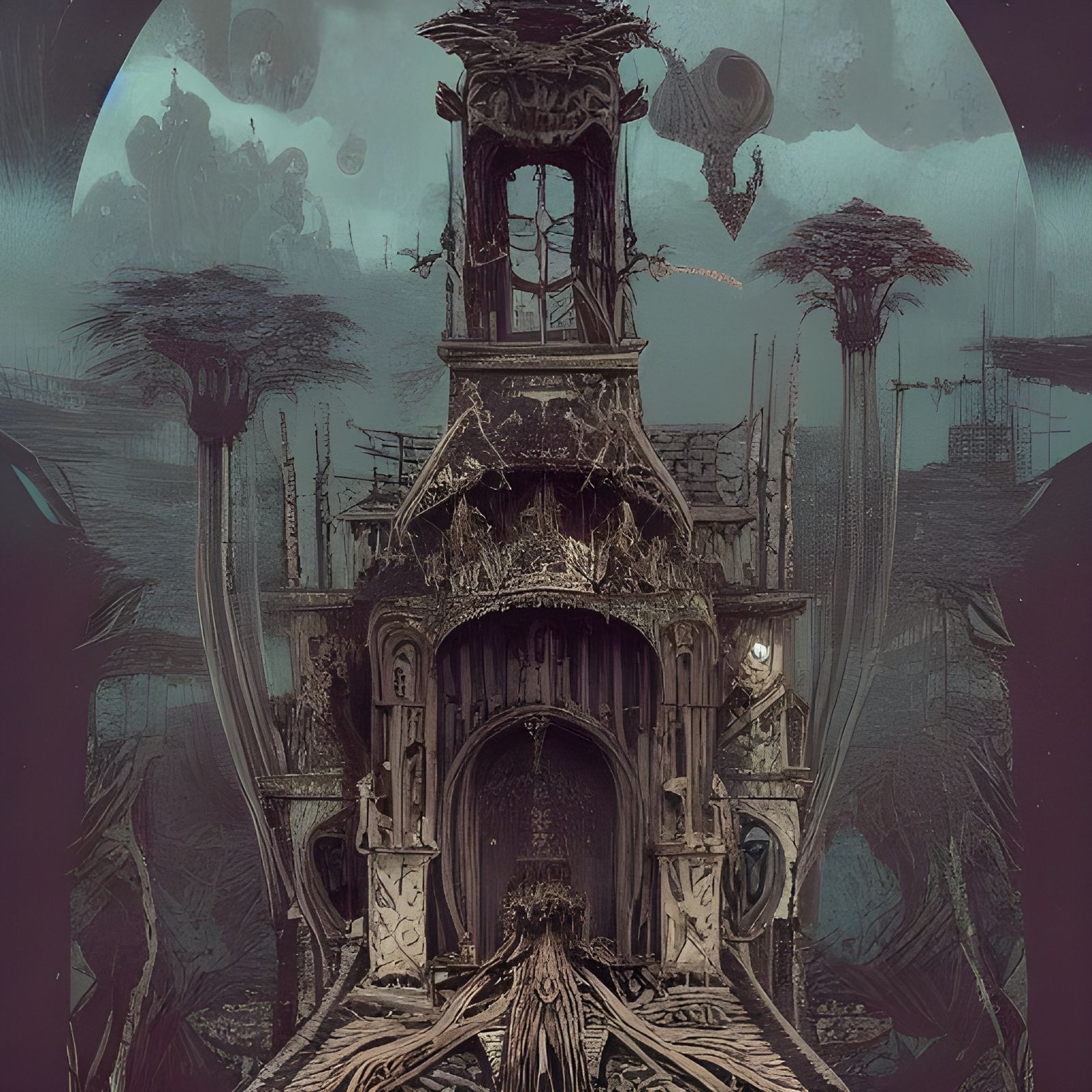 Intricate Skeleton Throne Matte Painting