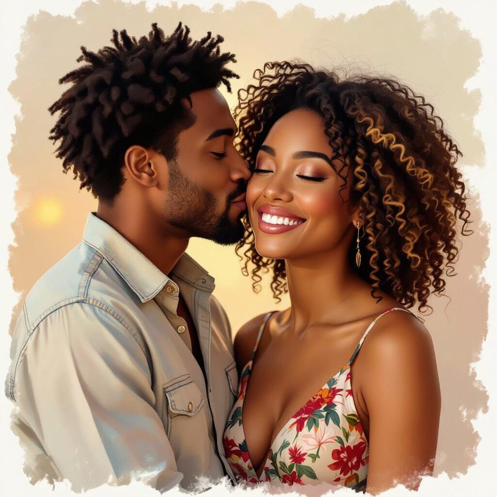 Intimate Moment: Couple Sharing a Tender Kiss