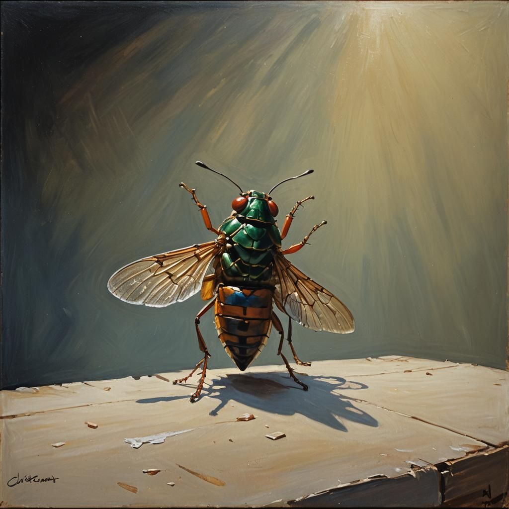Cicada's Spotlight Debut: Oil Painting