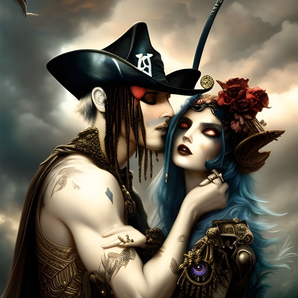 Loving Pirates Portrait in Gritty Fantasy Style