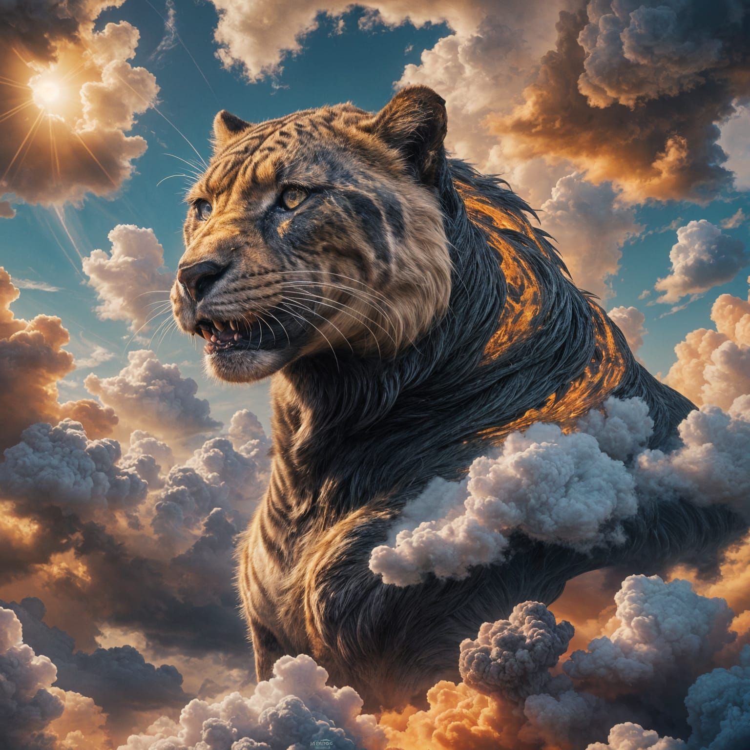 Panther Shape Swirling Clouds Fantasy Concept Art
