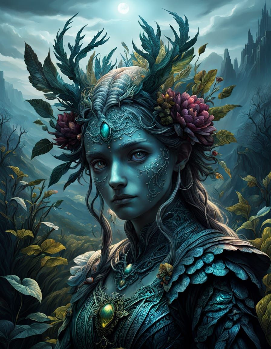 Holographic Nature Scene in Golden Age Style