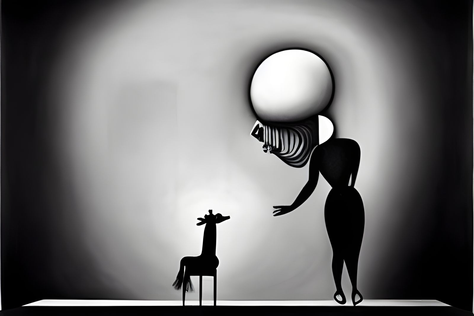 Monochrome Allegory of War in Cubist Style