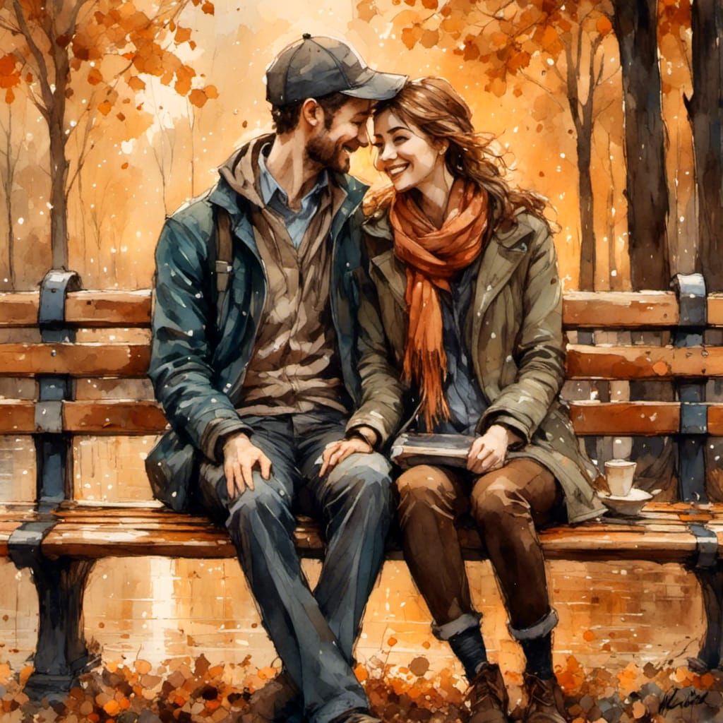 Romantic Couple Portrait with Soft Oil Painting Effect