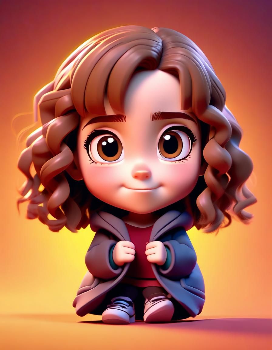 Cute Chibi Hermione Granger in 3D Digital Art