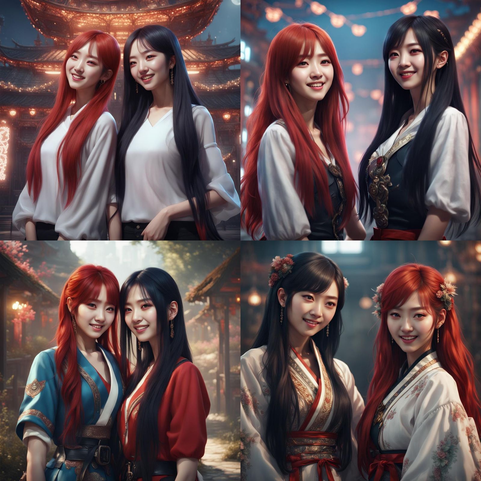 Korean K-Pop Idols Smiling: Fantasy Concept Art