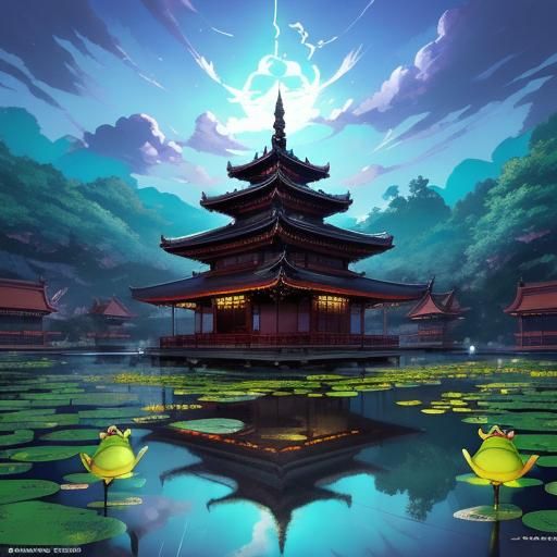 Frog Pond Temple in Anime Style