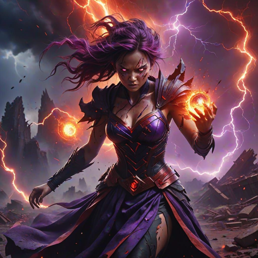 Hero of the Universe with Fiery Aura and Cosmic Power