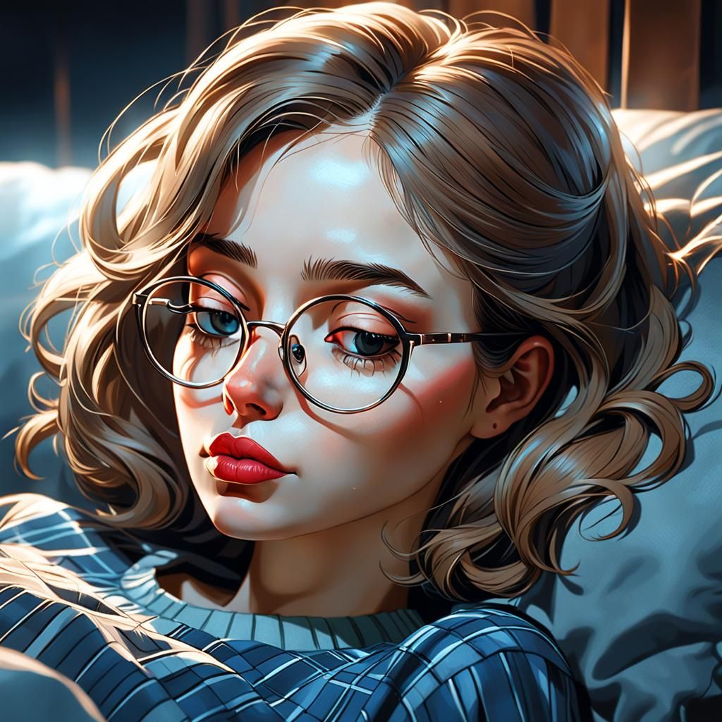Sleeping Girl in Studio Photo, ArtStation Style