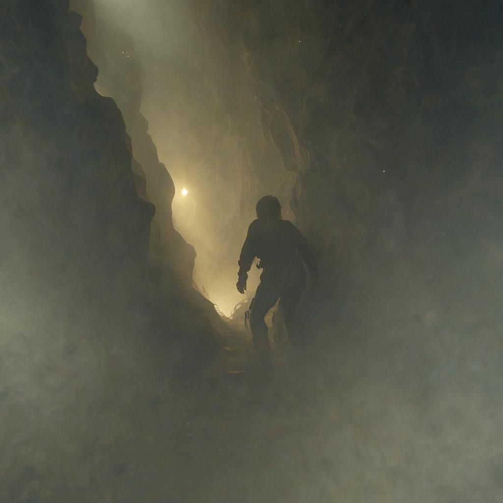 Figure Plunging into a Mysterious Abyss