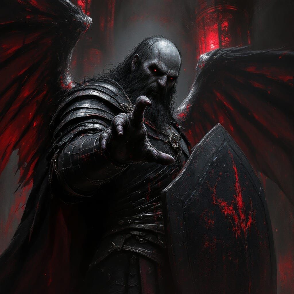 Vampiric Armored Dwarf Portrait in Gothic Castle