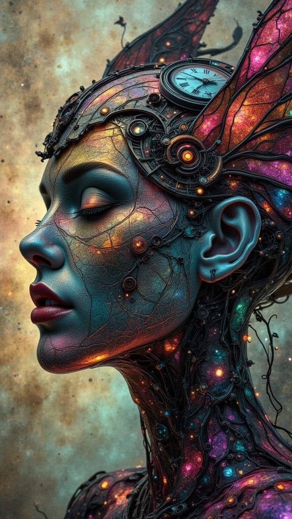 Steampunk Clockwork Angel with Gothic Wings