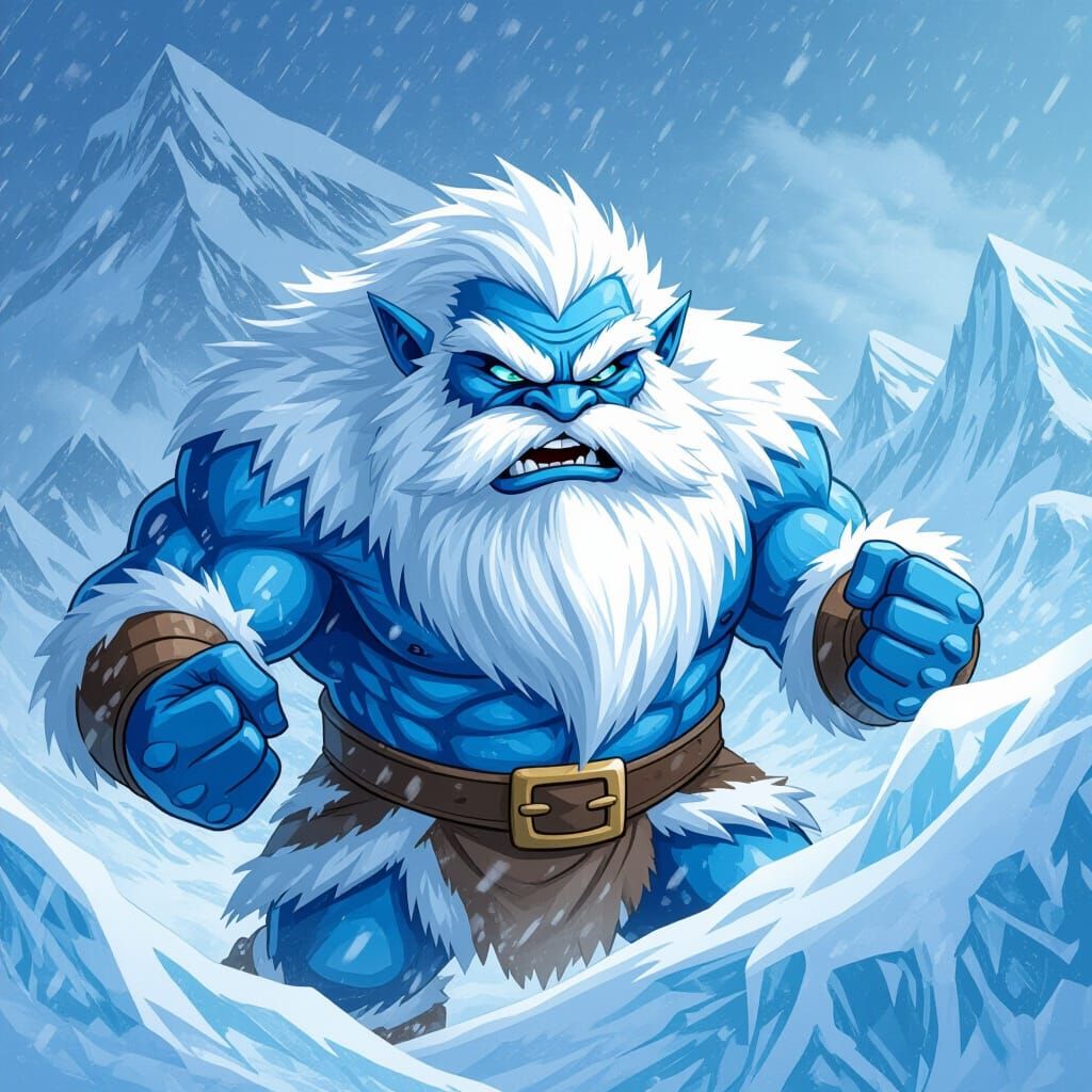 Ice Dwarf in Blizzard Storm Comic Art Style