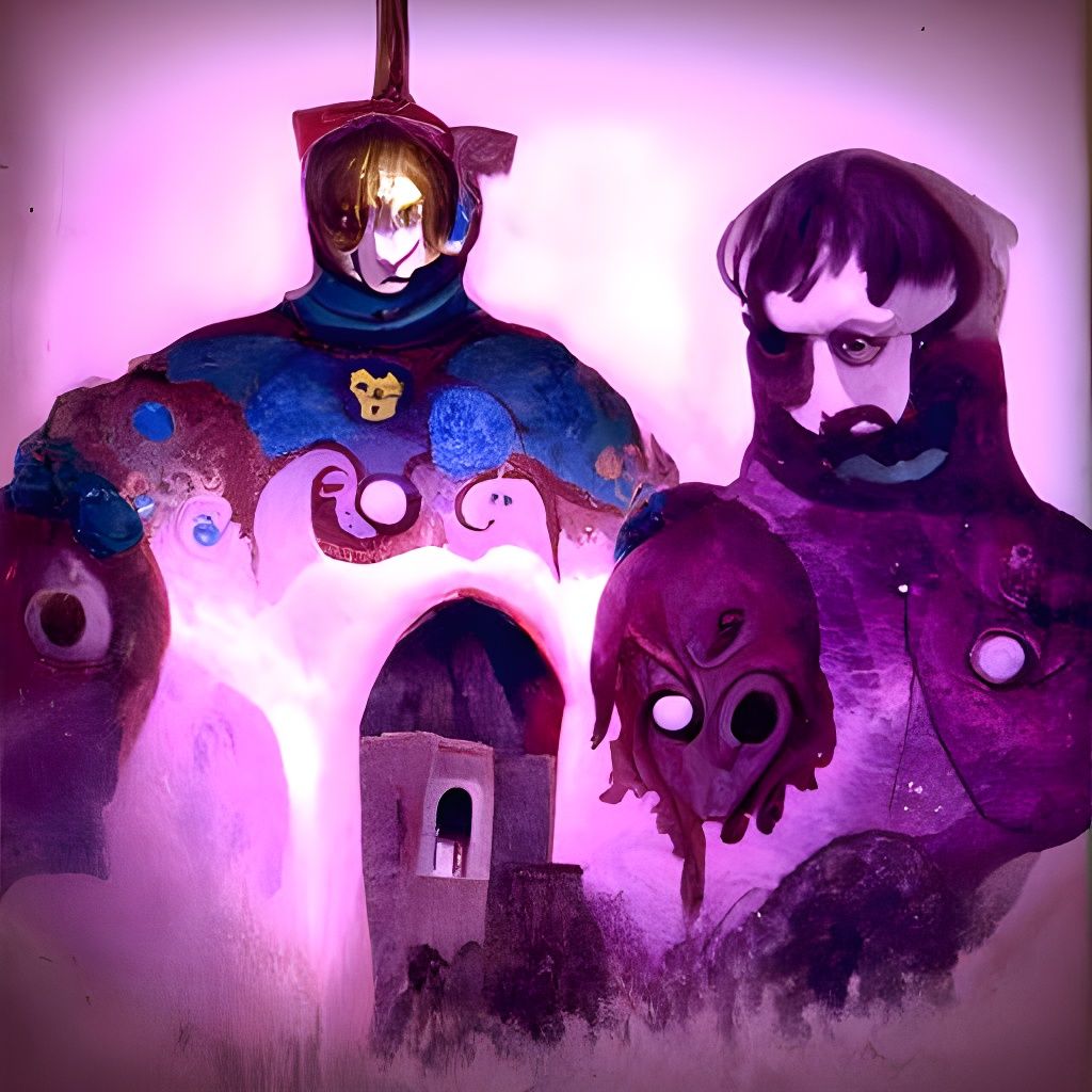 Creepy Knights in Supernatural Horror Painting