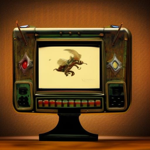 1920s Video Game Console in Splash Art Style