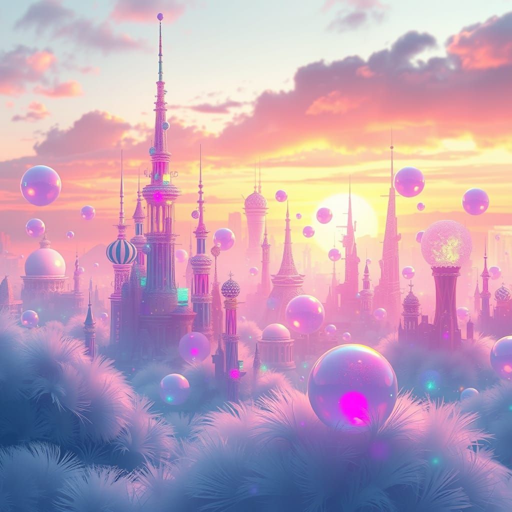 Iridescent Bubble City Dreamscape