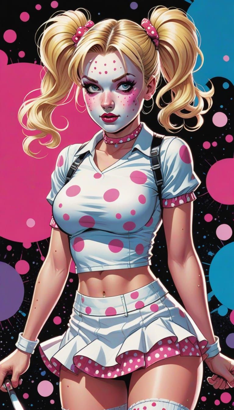 Blonde Woman with Pigtails in Comic Book Style