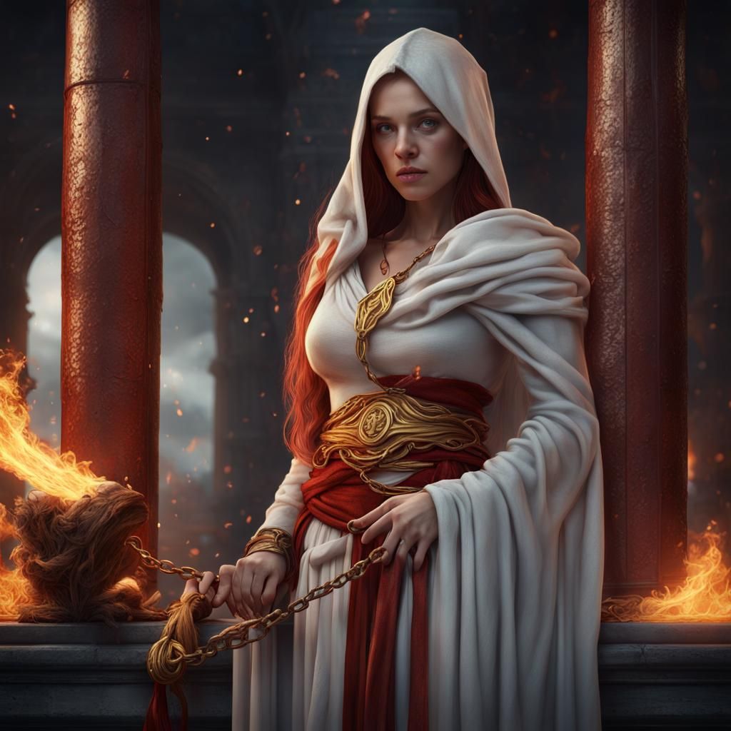 Helen Mirran as Fire Goddess in Fantasy Art