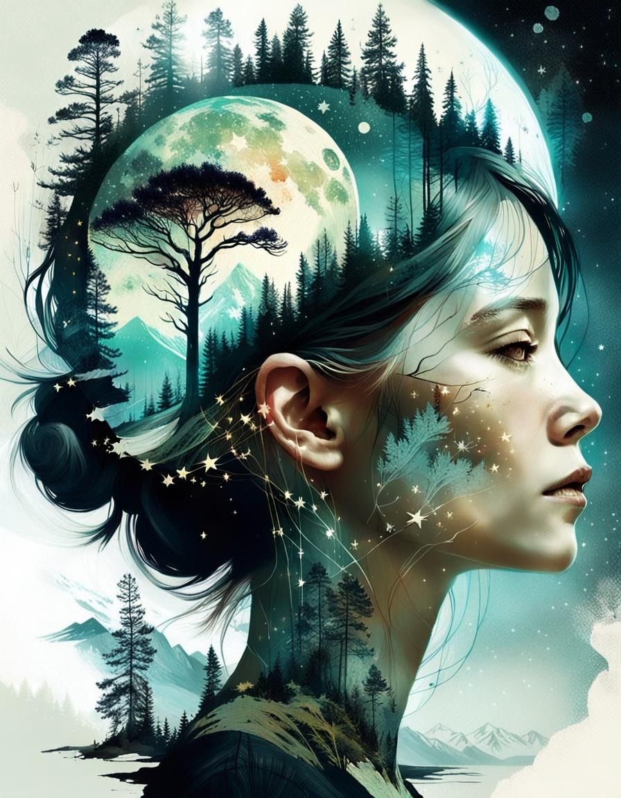 Pacific Northwest Double Exposure Silhouette