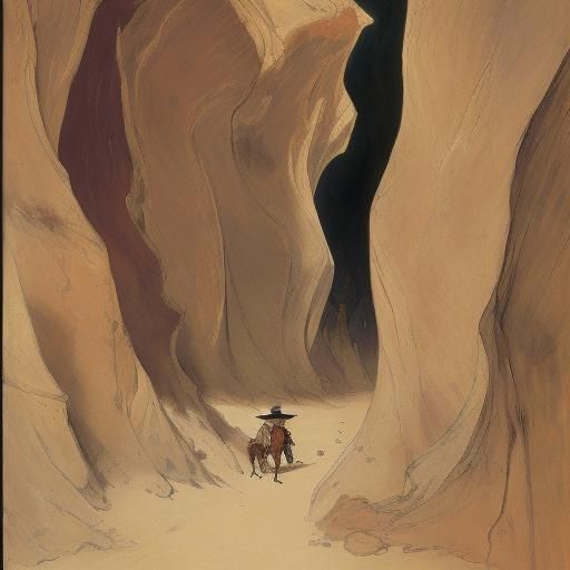 Vampire Napoleon in Desert Canyon: Expressionist Art