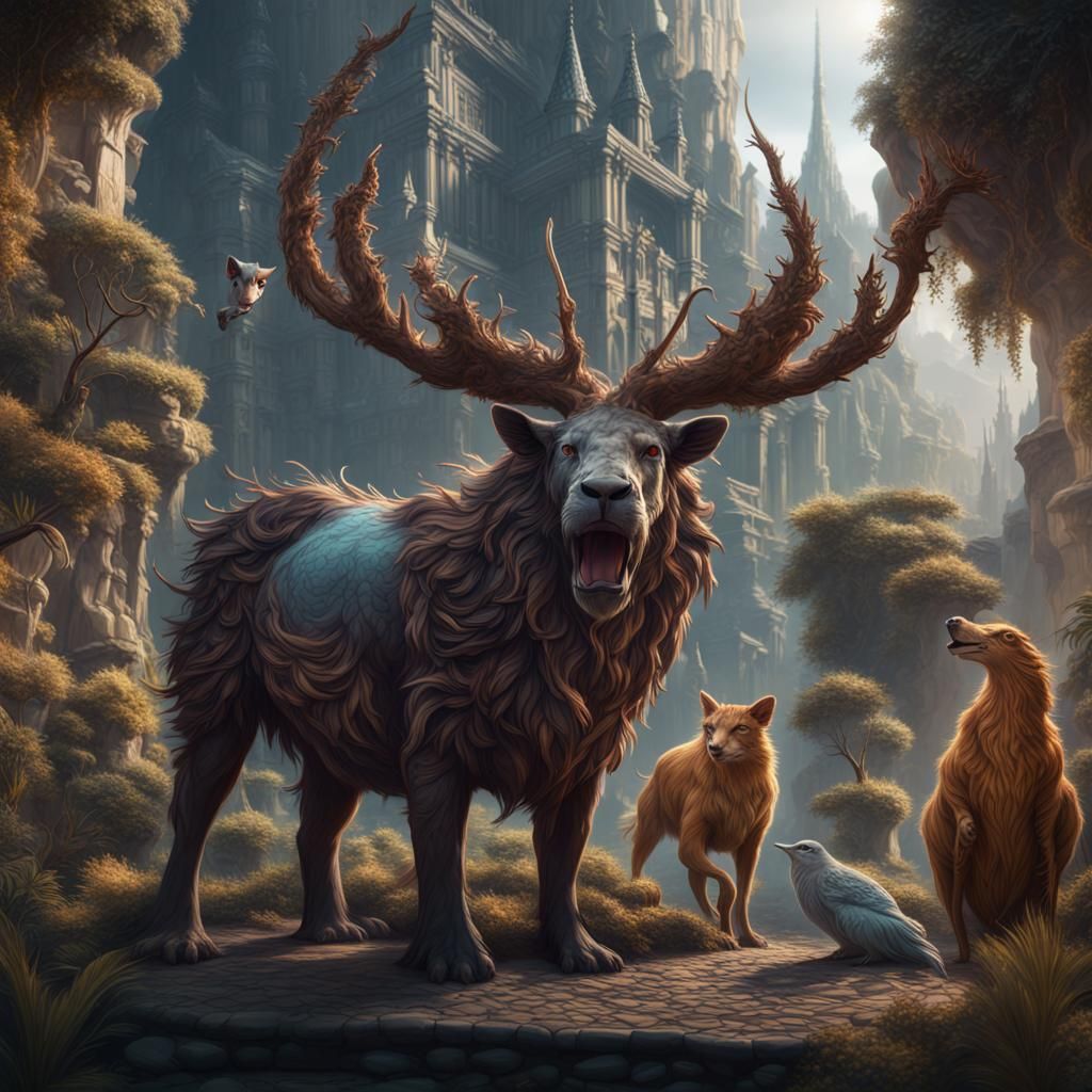 Fantastical Animals in Detailed Matte Painting