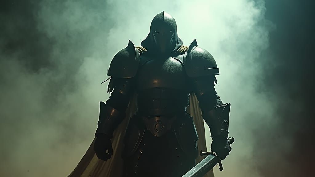 Heroic Darknut Warrior in Gritty Film Style