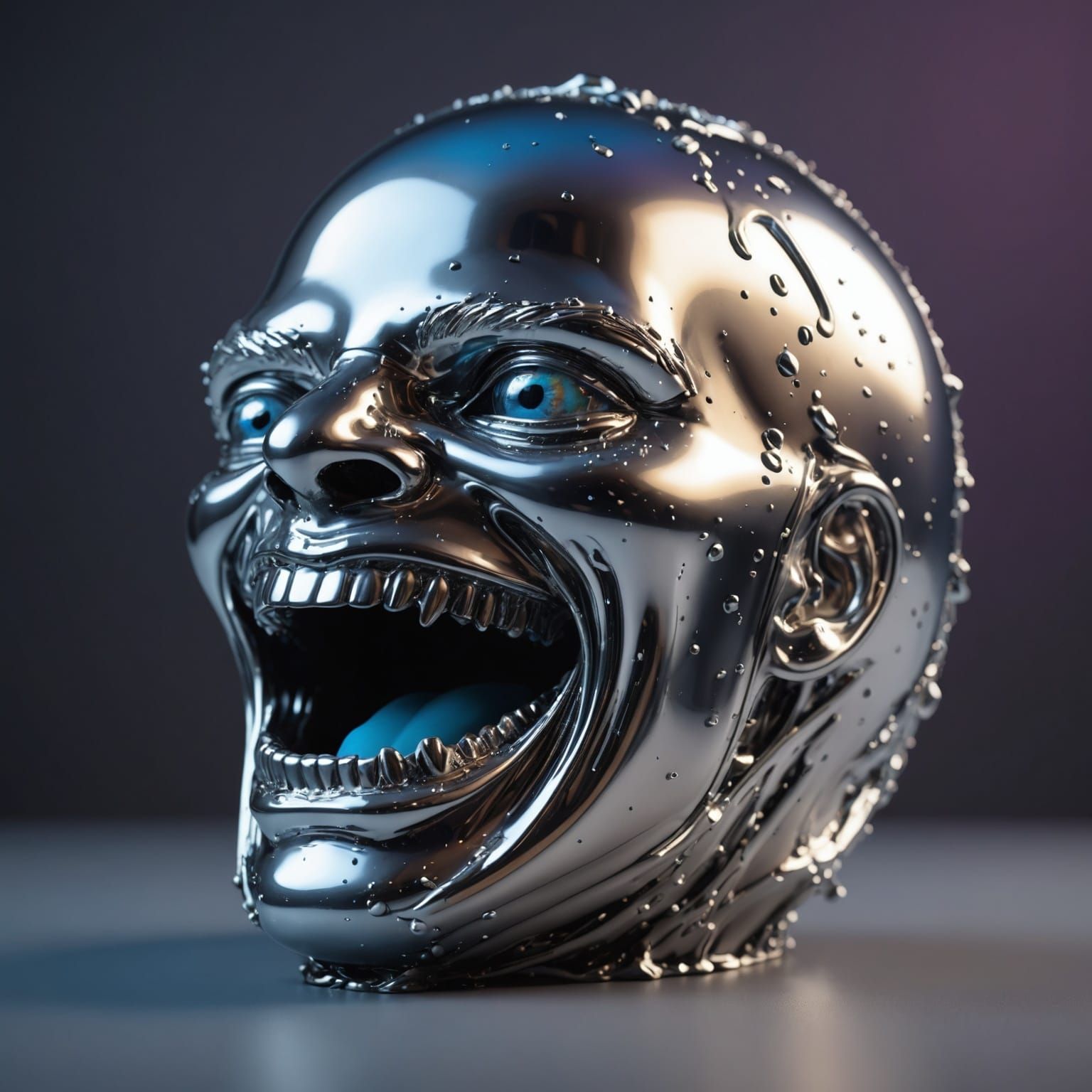 Hyperrealistic Silver Blob in Splash Art Style