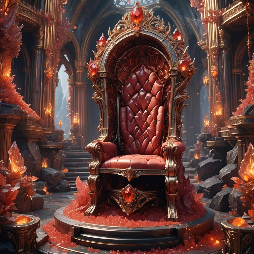 Fantastical Padparadscha Sapphire Throne in Detailed Matte P...