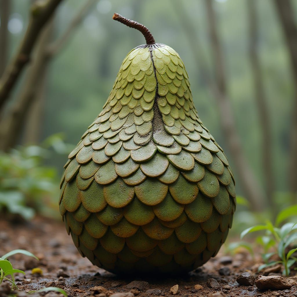 Strange Scaled Fruit with Ridge in Digital Art Style