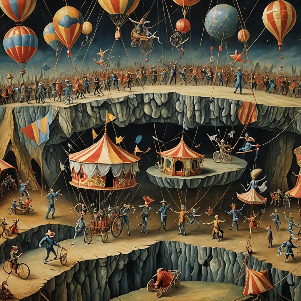 Surrealist Creatures on Wheels in Oil