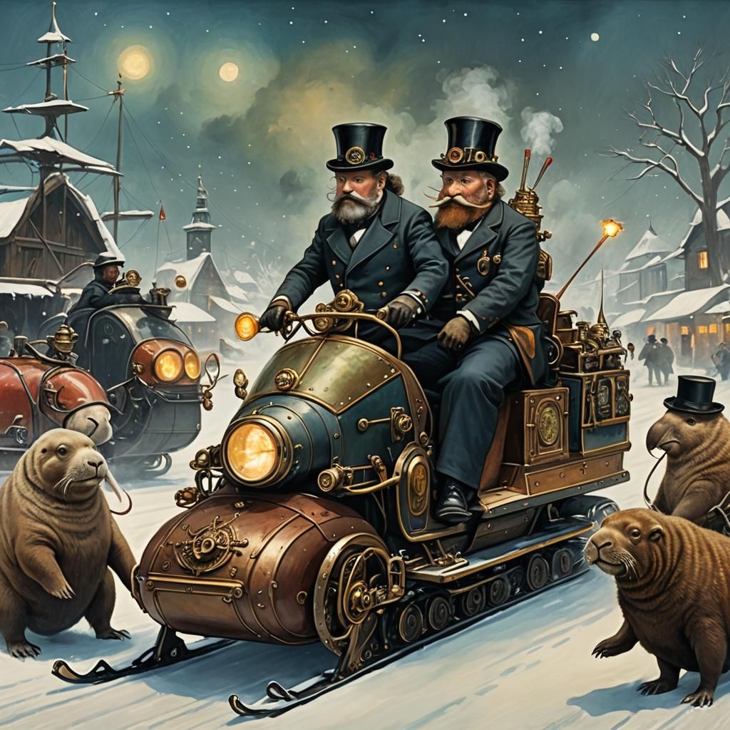 Steampunk Walrus Snowmobile Adventure to See Cirque du Solei...