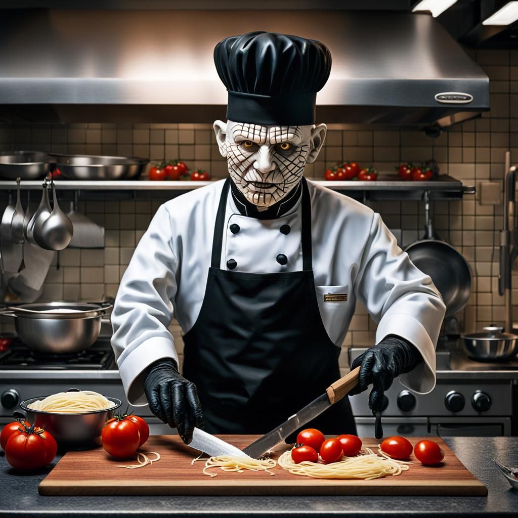 Pinhead as Chef Prepares Spaghetti Sauce