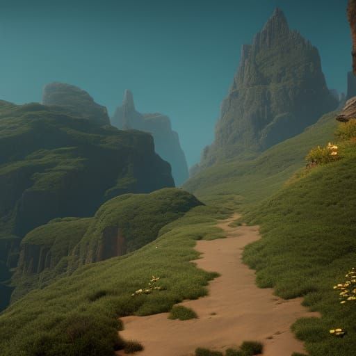 Fantastical Hiking Trail in Detailed Matte Painting