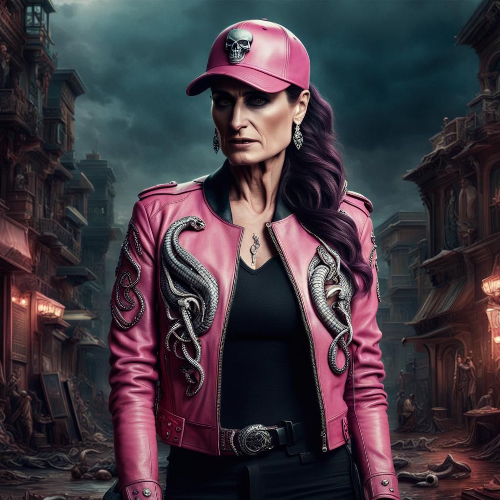 Idina Menzel in Pink Leather Jacket: Digital Painting